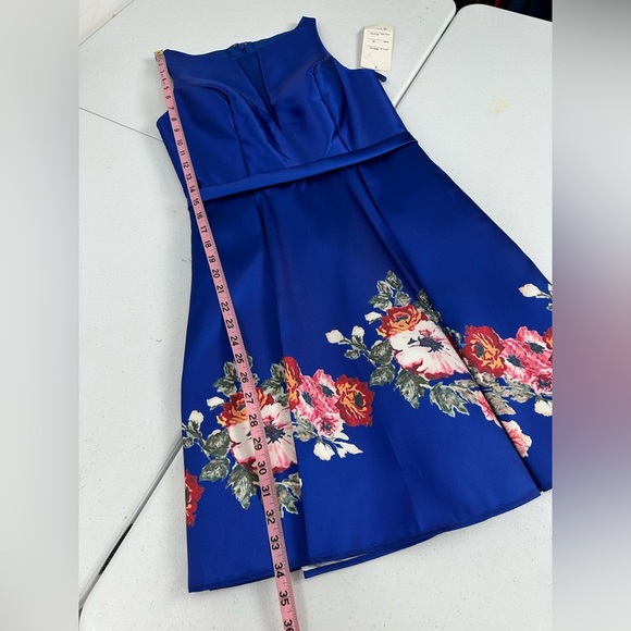 Fiesta Fashion Royal Blue Fit‑Flare Prom Homecoming Dress Floral Sweet 16 Small - Picture 6 of 16